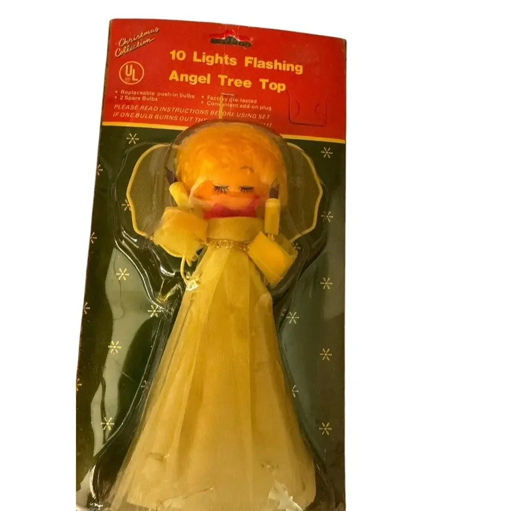 Vintage 10 Lights Flashing Angel Tree Topper 8